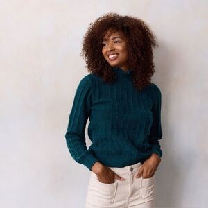 Lauren Conrad NWT Teal Ruffle Neck Sweater